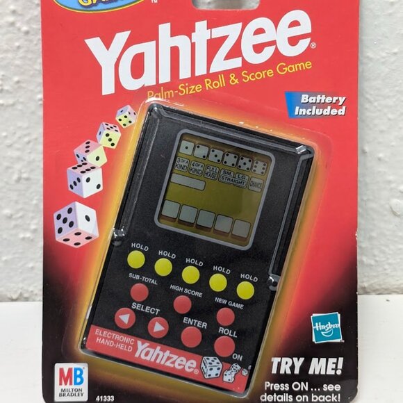 NEW Yahtzee Electronic Handheld Game 1999 Milton Bradley Hasbro Credit Card Game - Picture 1 of 6